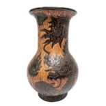 A VINTAGE DONA SAIGON EARTHENWARE VASE, CIRCA 1960, the sides decorated with coiled scaly dragons on