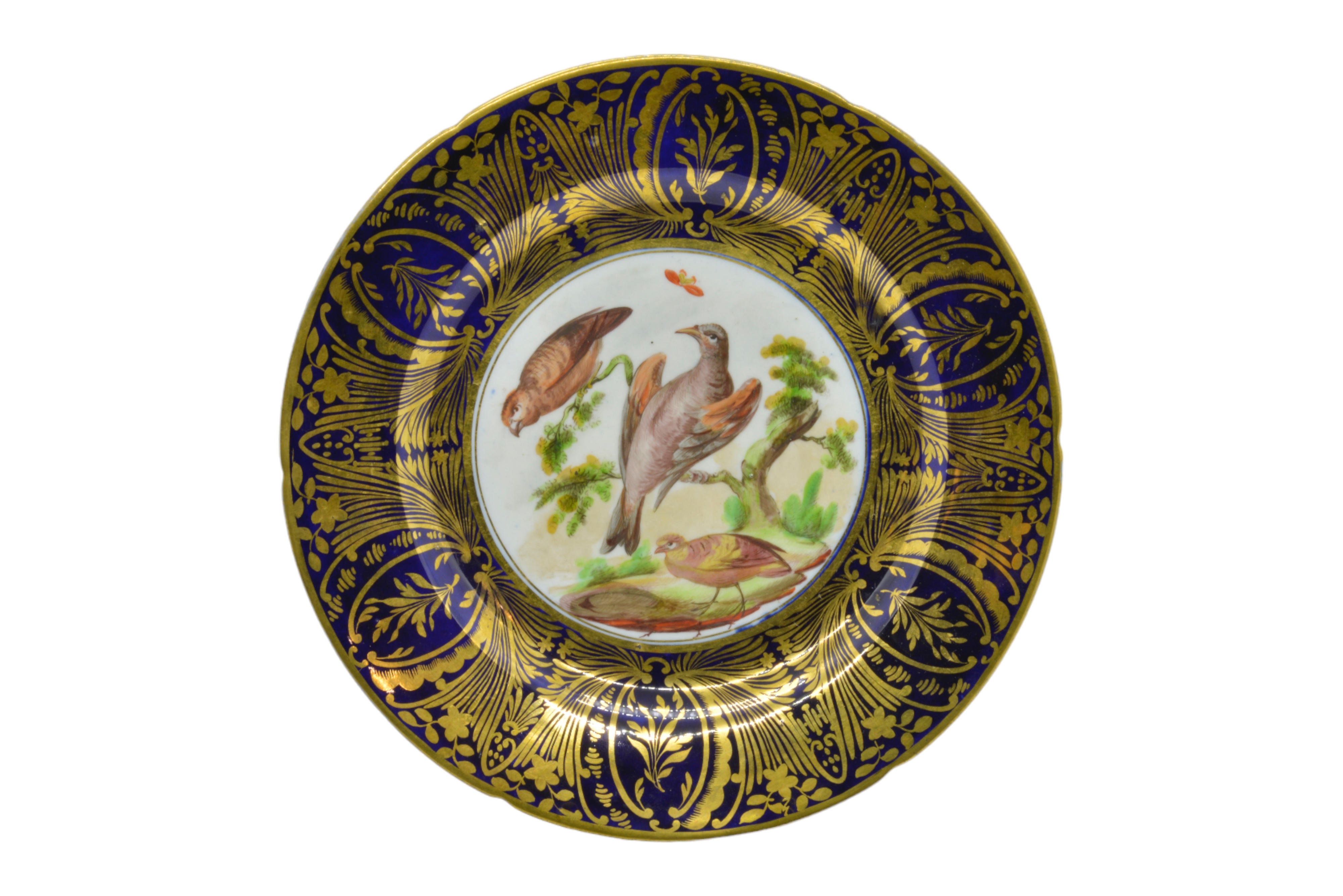 A CHAMBERLAIN WORCESTER CABINET PLATE Early 19th century painted with a peacock, a pair of Paris - Image 6 of 8