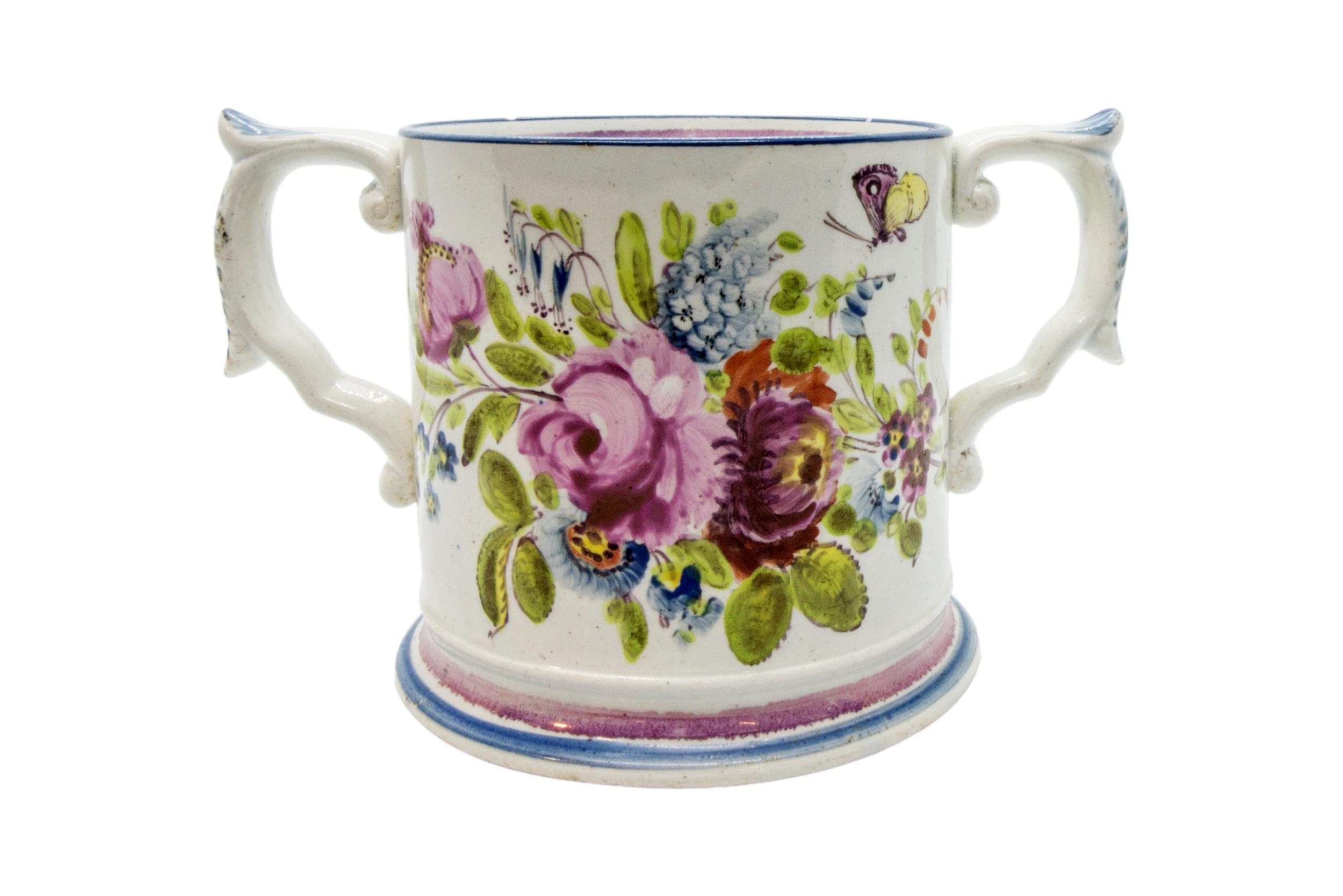 A PINK LUSTRE LOVING CUP Named and dated "Margaret Lockhart 1848", 9.5cms high