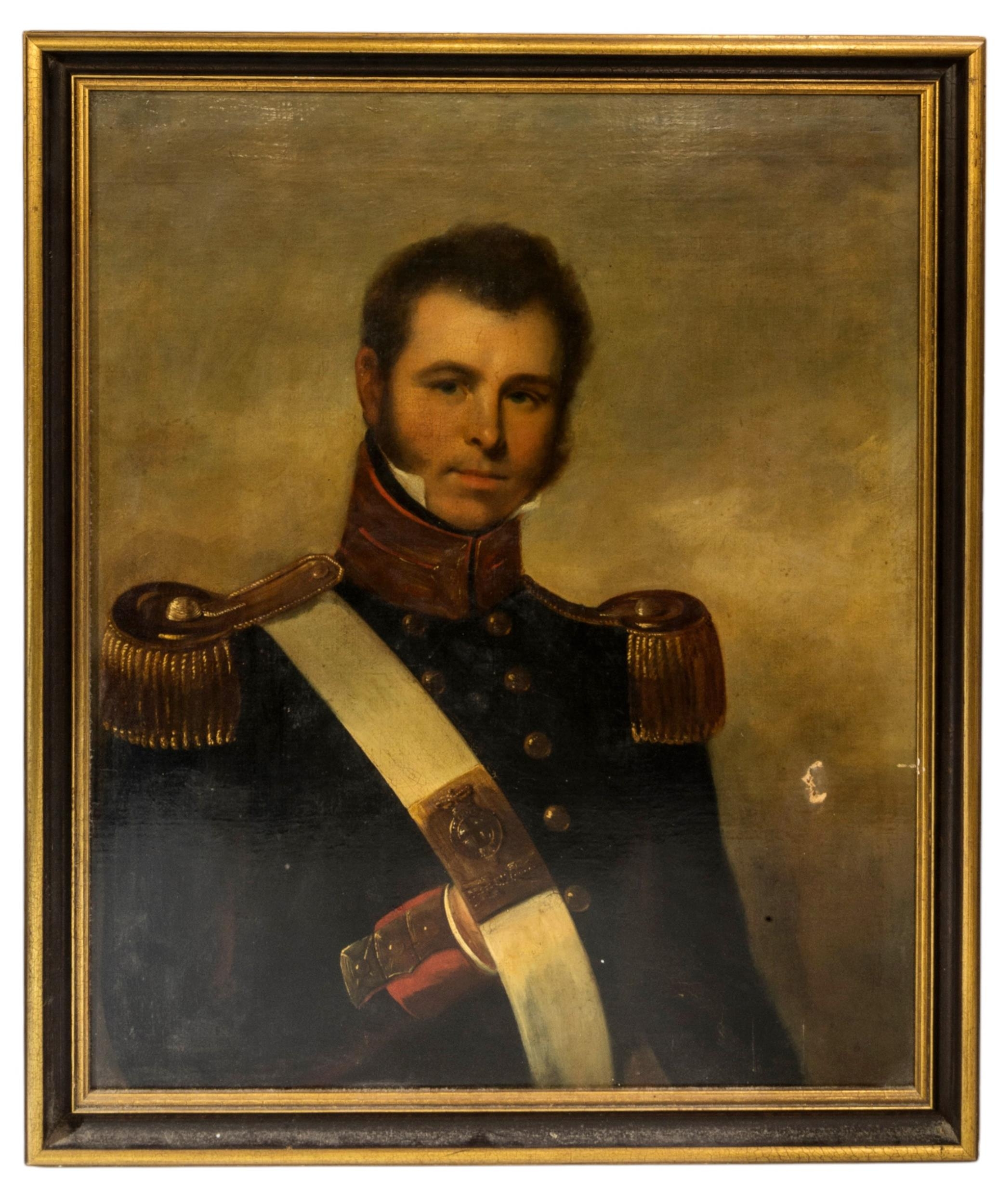 A 19TH CENTURY PORTRAIT OIL PAINTING OF MILITARY FIGURE ON CANVAS, depicting a British general in