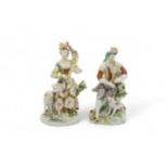 A PAIR OF 18TH CENTURY DERBY FIGURES Shepherd and shepherdess, 21cms high