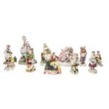 A MIXED GROUP OF ELEVEN PORCELAIN FIGURINES, 18TH/19TH CENTURY, including Vienna and Dresden figures