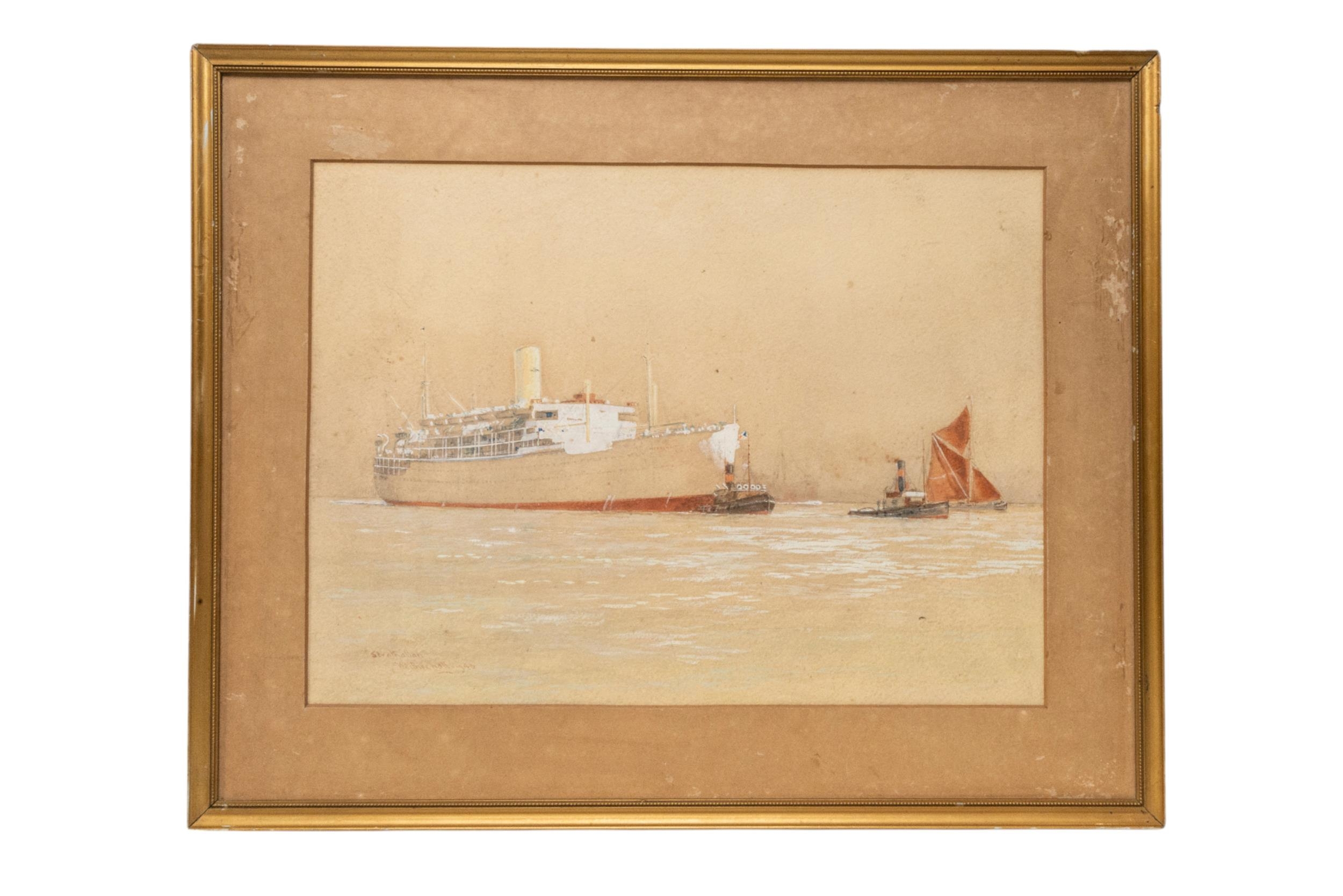 WILLIAM MINSHALL BIRCHALL (1884-1941) TWO NAUTICAL WATERCOLOURS, entitled 'In the Egyptian cut - Image 2 of 3