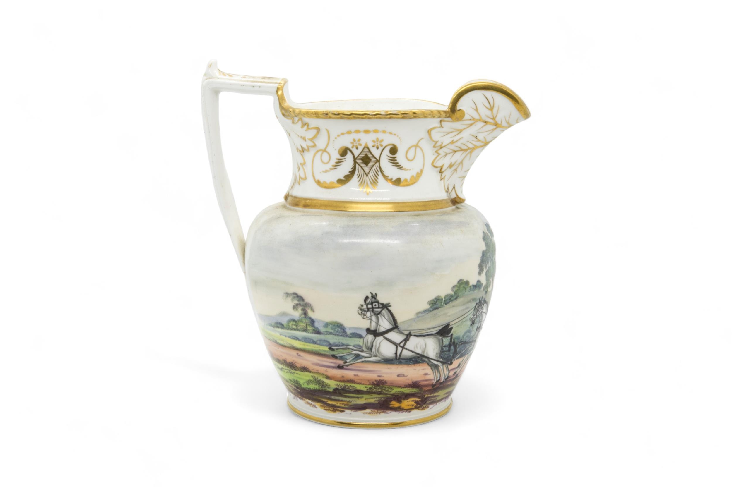 AN EARLY 19TH CENTURY COACHING JUG With gilded monogram, 20cms high - Image 3 of 4