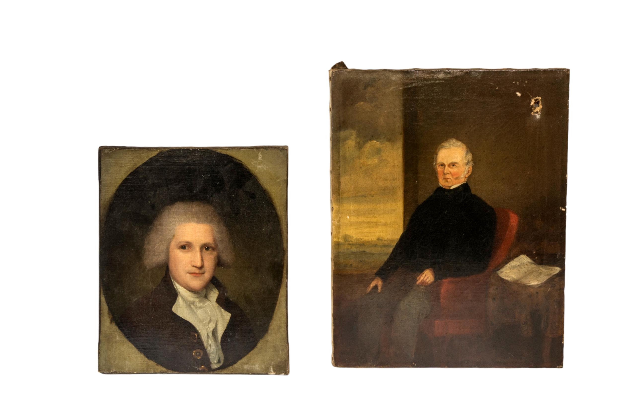A MIXED GROUP OF FOUR 18TH/19TH CENTURY PORTRAIT OIL PAINTINGS ON CANVAS, featuring a fine - Image 2 of 3