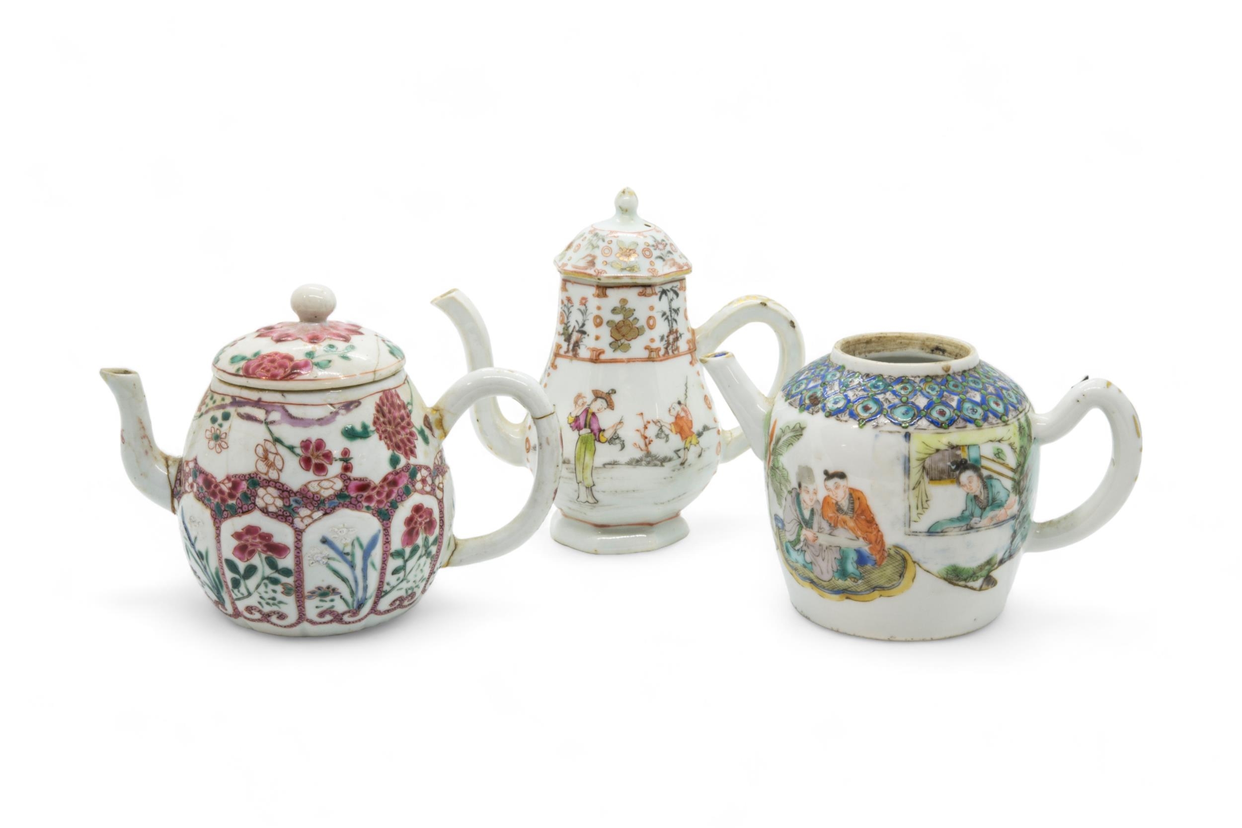 A GROUP OF THREE CHINESE PORCELAIN WINE POTS YONGZHENG / QIANLONG PERIOD 10cm - 12cm high approx. - Image 2 of 8