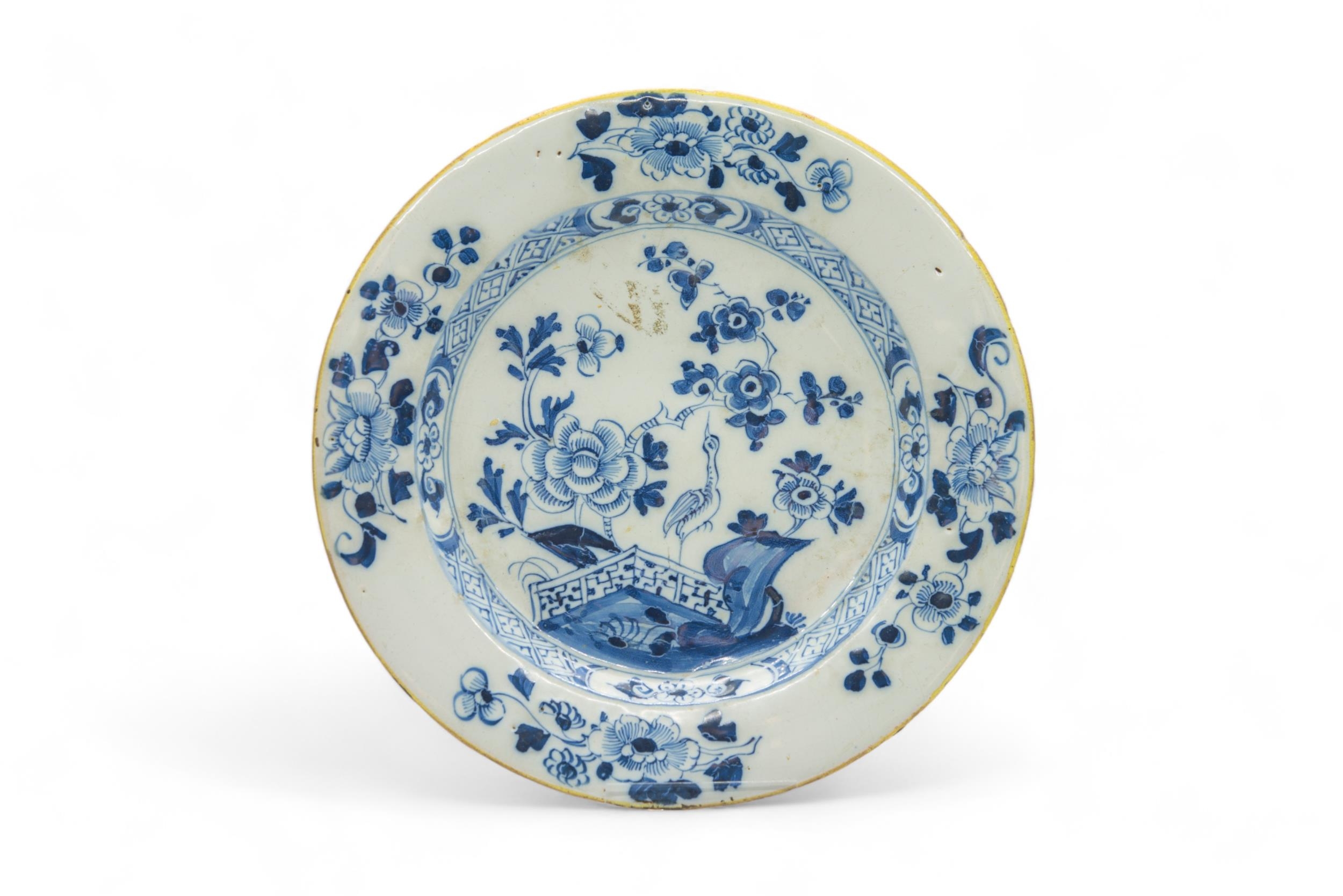 SIX DELFT PLATES 18th Century, one inscribed "T.M.LANE", 23cms wide - Image 3 of 7