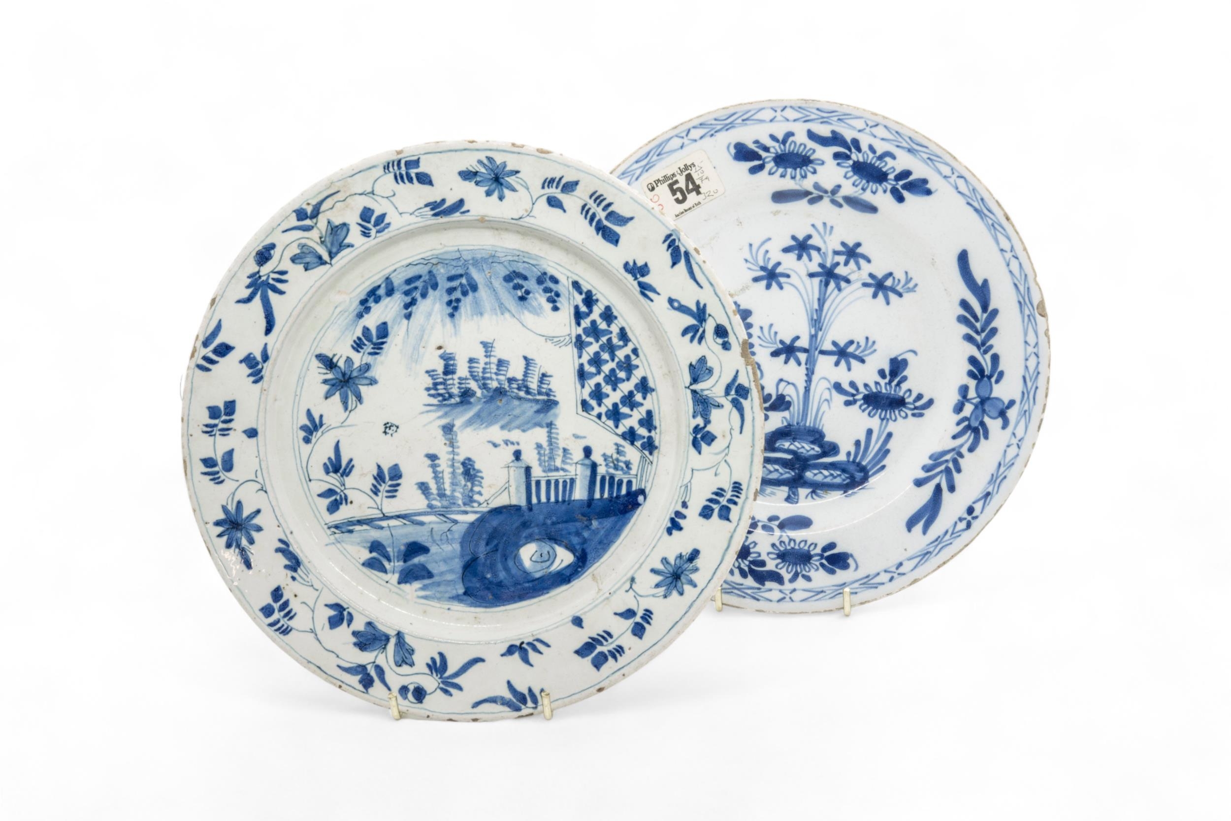 A LATE 17TH / 18TH CENTURY LOBED FAIENCE DISH Together with seven 18th century delft plates, 25cms - Image 6 of 6