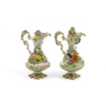 A PAIR OF MEISSEN ENCRUSTED ROSEWATER FLASKS Late 19th century, 15cms high