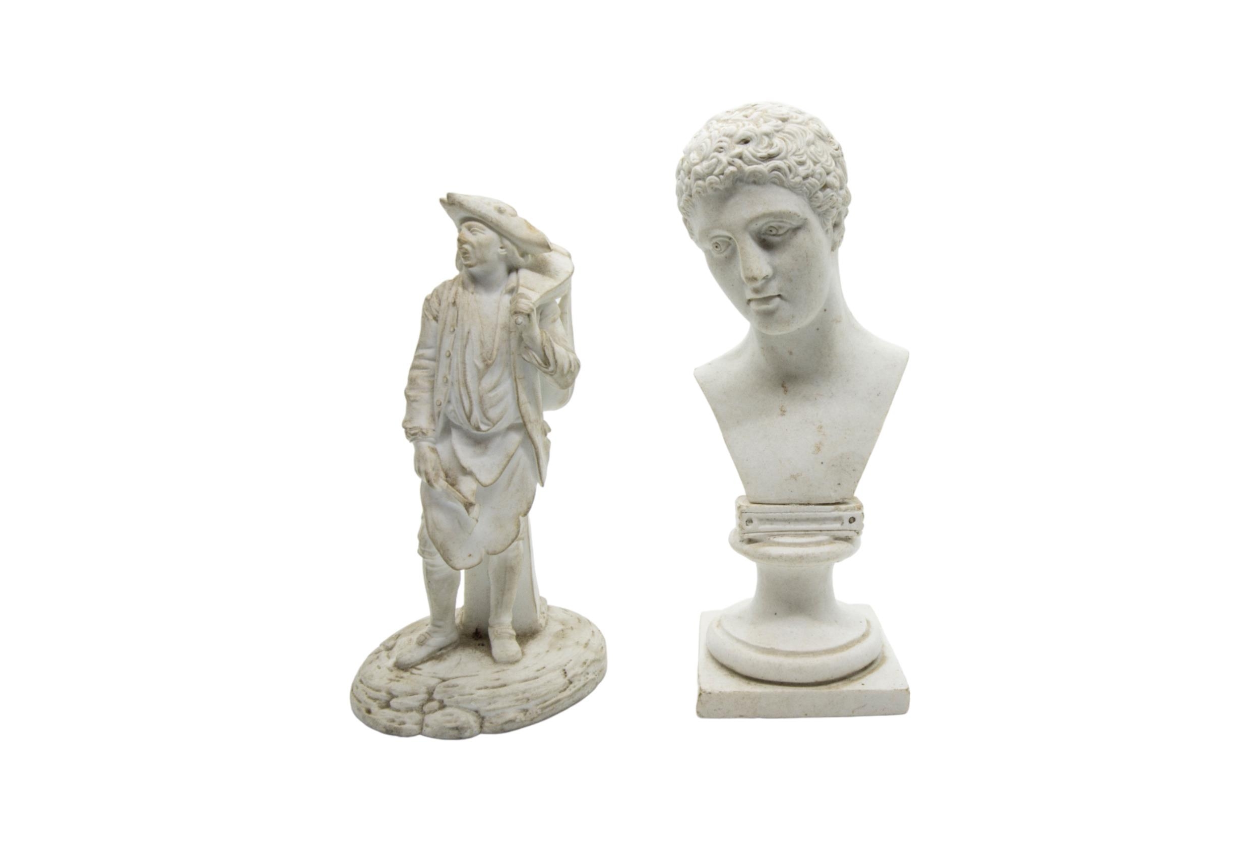 A PARIAN FIGURE OF WELLINGTON 19th century, 27cms, together with a bust of Campbell, a small neo- - Image 4 of 5