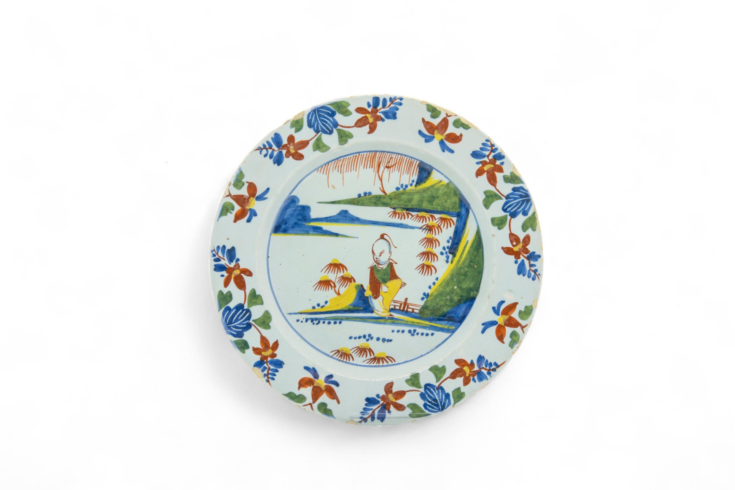 SEVEN POLYCHROME DELFT PLATES 18th Century, 23cms wide - Image 4 of 7