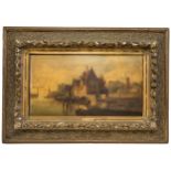 JAN VAN HOOM (20TH CENTURY) A PAIR OF CANAL SCENE OIL PAINTINGS, on chamfered panels, inscribed