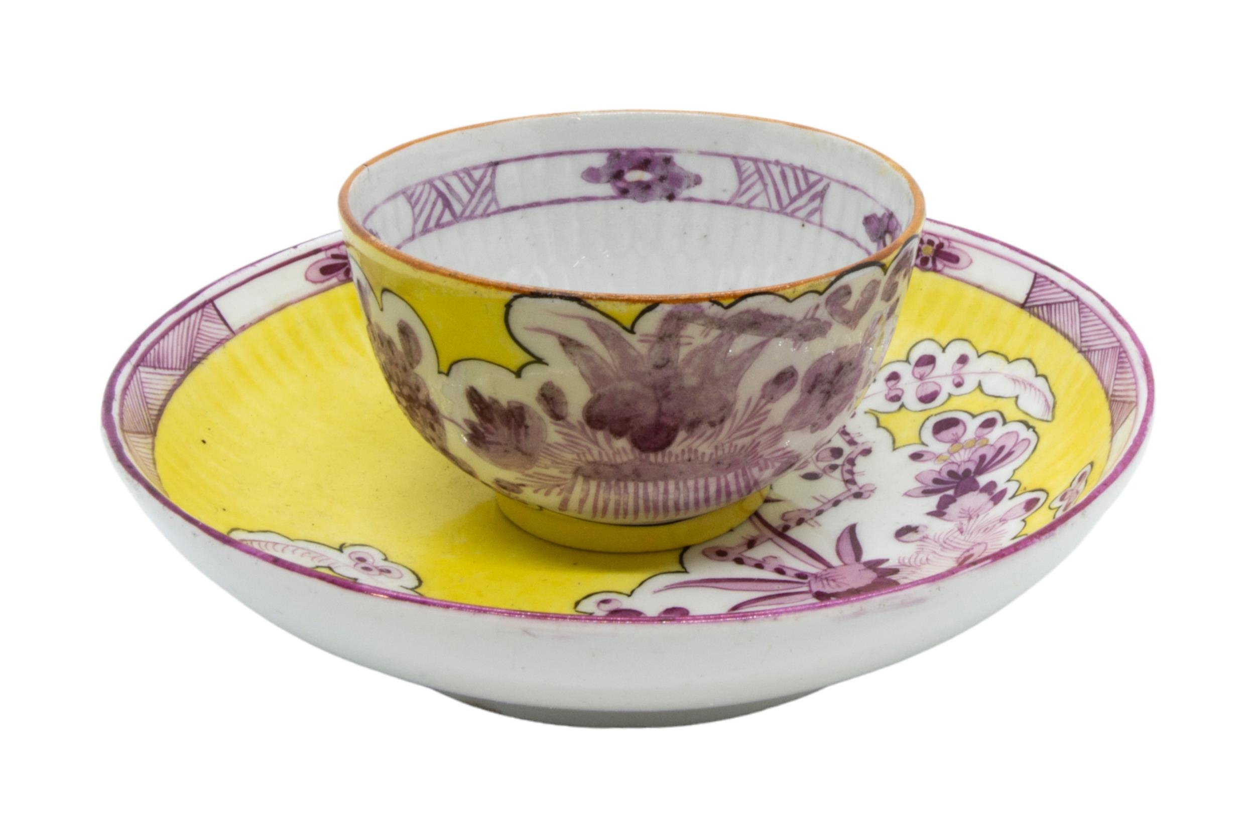 A MEISSEN CHAMBERSTICK AND MEISSEN CUP AND SAUCER, 18TH/19TH CENTURY, the lobed chamberstick painted - Image 4 of 7