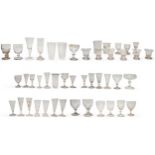 A LARGE MIXED GROUP OF STEMMED GLASSES AND TUMBLERS, PREDOMINANTLY 18TH/19TH CENTURY, the group