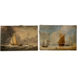 ATTRIBUTED TO JOHN CHRISTIAN SCHETKY (1778-1884) TWO MARITIME OIL PAINTINGS ON CANVAS, one signed
