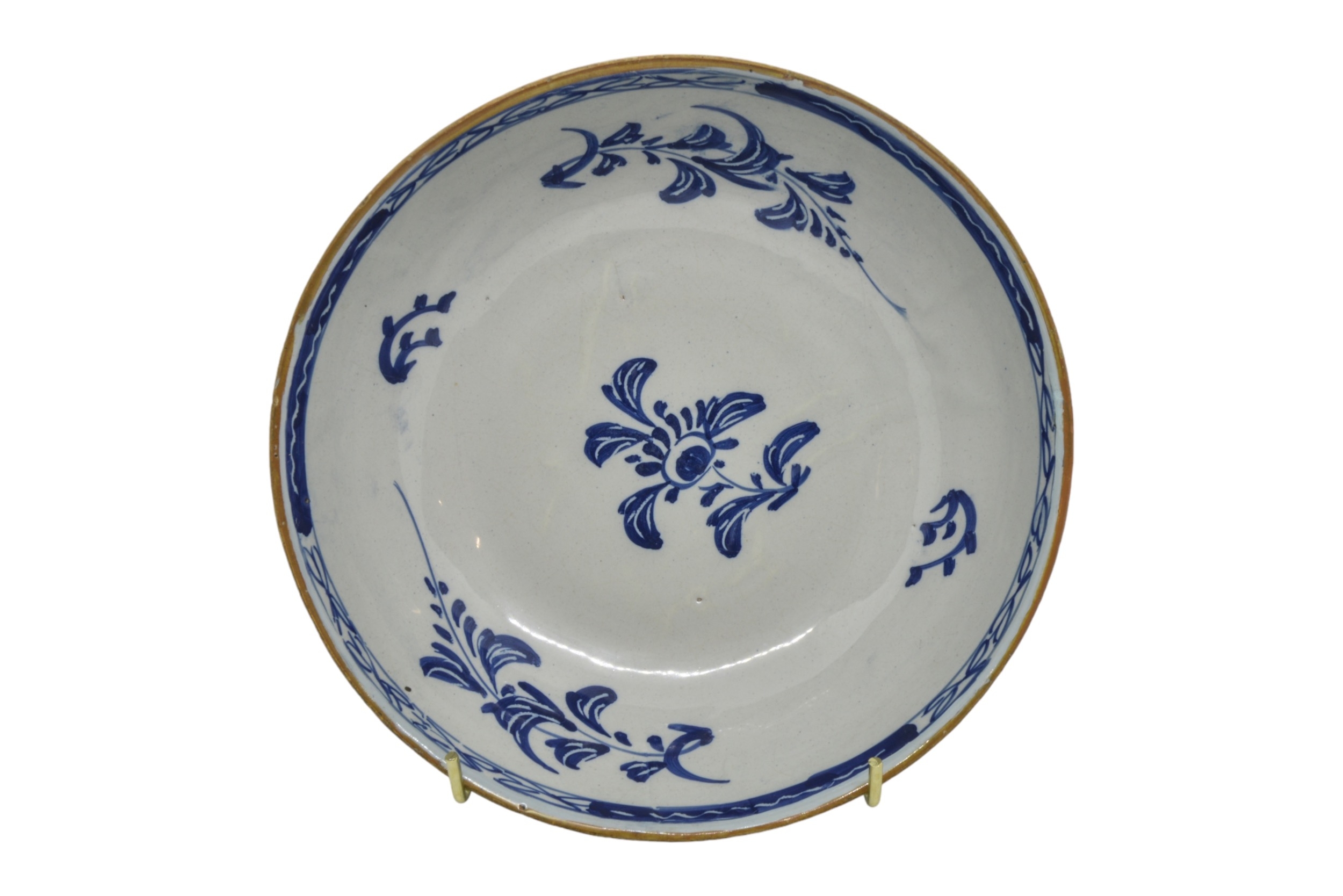 TWO DELFT CHARGERS Mid 18th century, once with two figures in European dress, together with a - Image 2 of 7