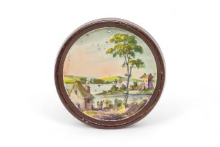 A BRISTOL POTTERY LANDSCAPE PLAQUE Dated 1840 to verso, 16cms wide