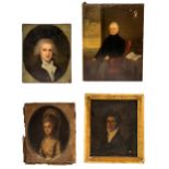 A MIXED GROUP OF FOUR 18TH/19TH CENTURY PORTRAIT OIL PAINTINGS ON CANVAS, featuring a fine