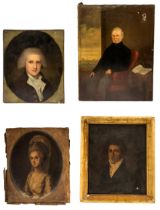 A MIXED GROUP OF FOUR 18TH/19TH CENTURY PORTRAIT OIL PAINTINGS ON CANVAS, featuring a fine