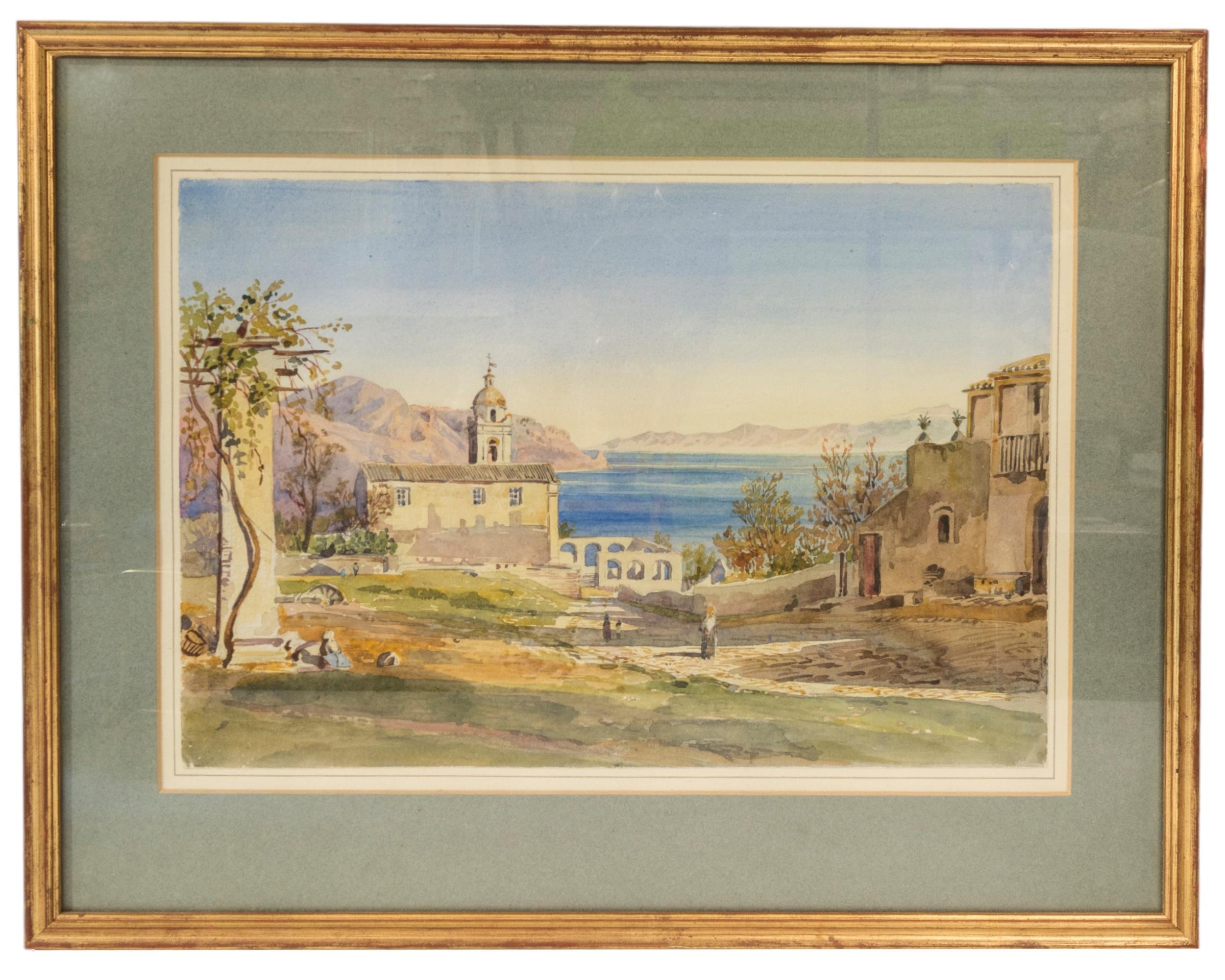 AUGUSTUS JOHN CUTHBERT HARE (1834-1903) 'AT TAORMINA' (1879) WATERCOLOUR/PAPER, glazed and framed,
