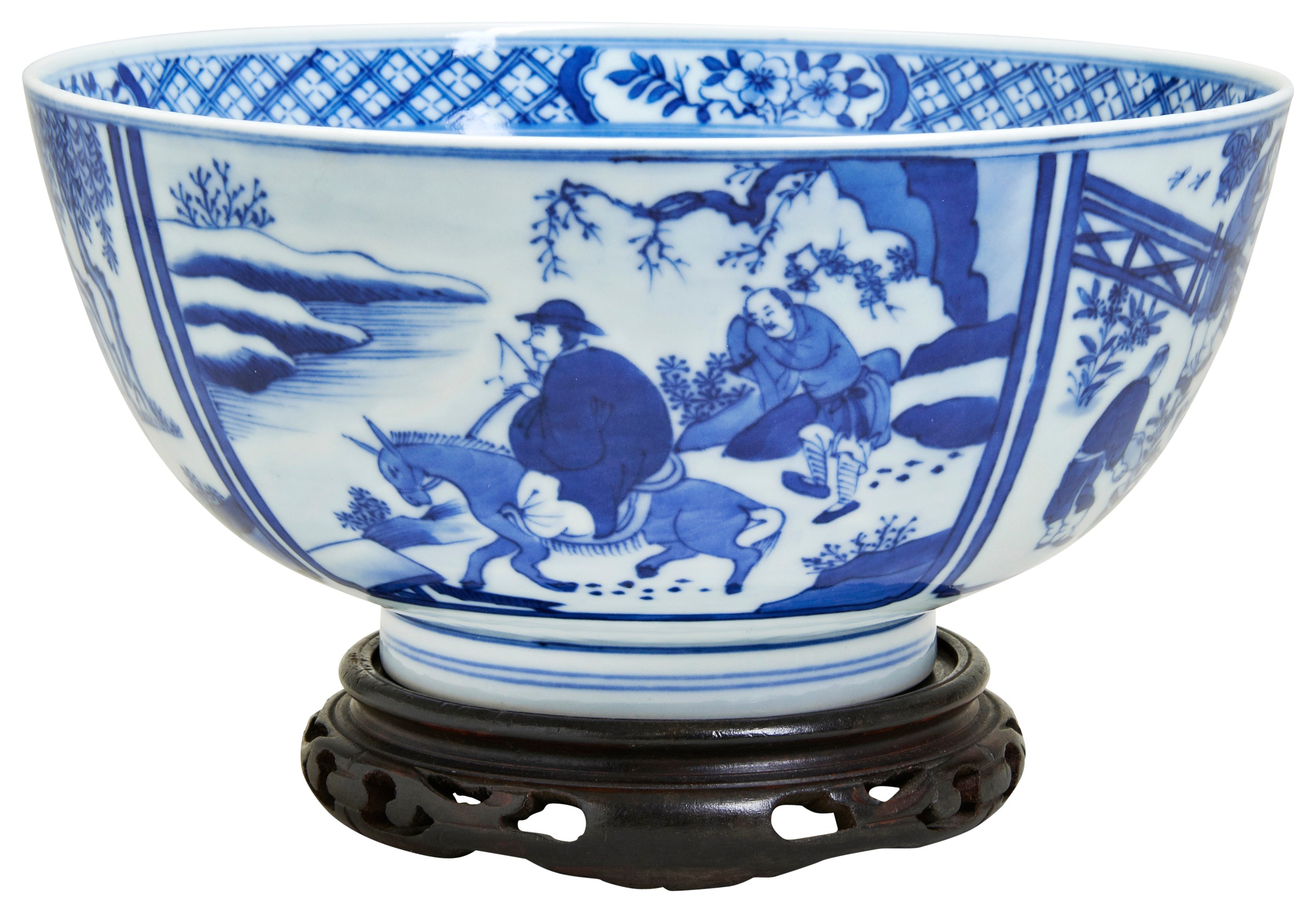 A BLUE AND WHITE BOWL QING DYNASTY, 19TH CENTURY  painted in underglaze cobalt blue to the - Bild 3 aus 3