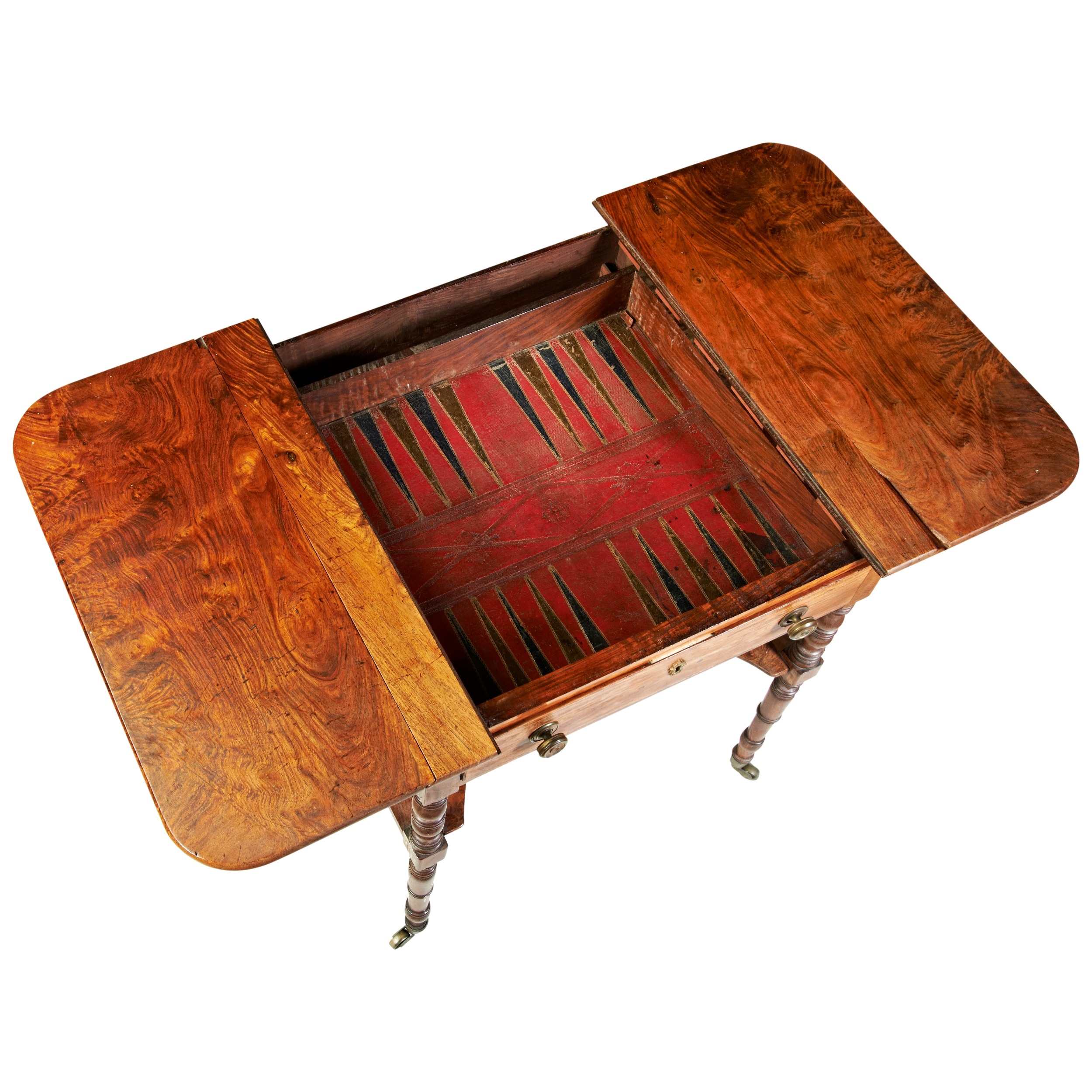 A RARE ANGLO CHINESE HARDWOOD AND PARQUETRY GAMES TABLE CIRCA 1820-1830 raised on slender turned - Bild 7 aus 8