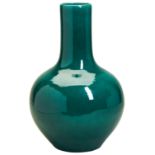 A LARGE APPLE-GREEN GLAZED BOTTLE VASE  19TH/20TH CENTURY with an apocryphal Yongzheng six character