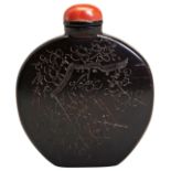 A COCONUT SNUFF BOTTLE WITH CORAL STOPPER 19TH/20TH CENTURY a coconut snuff bottle with shallow