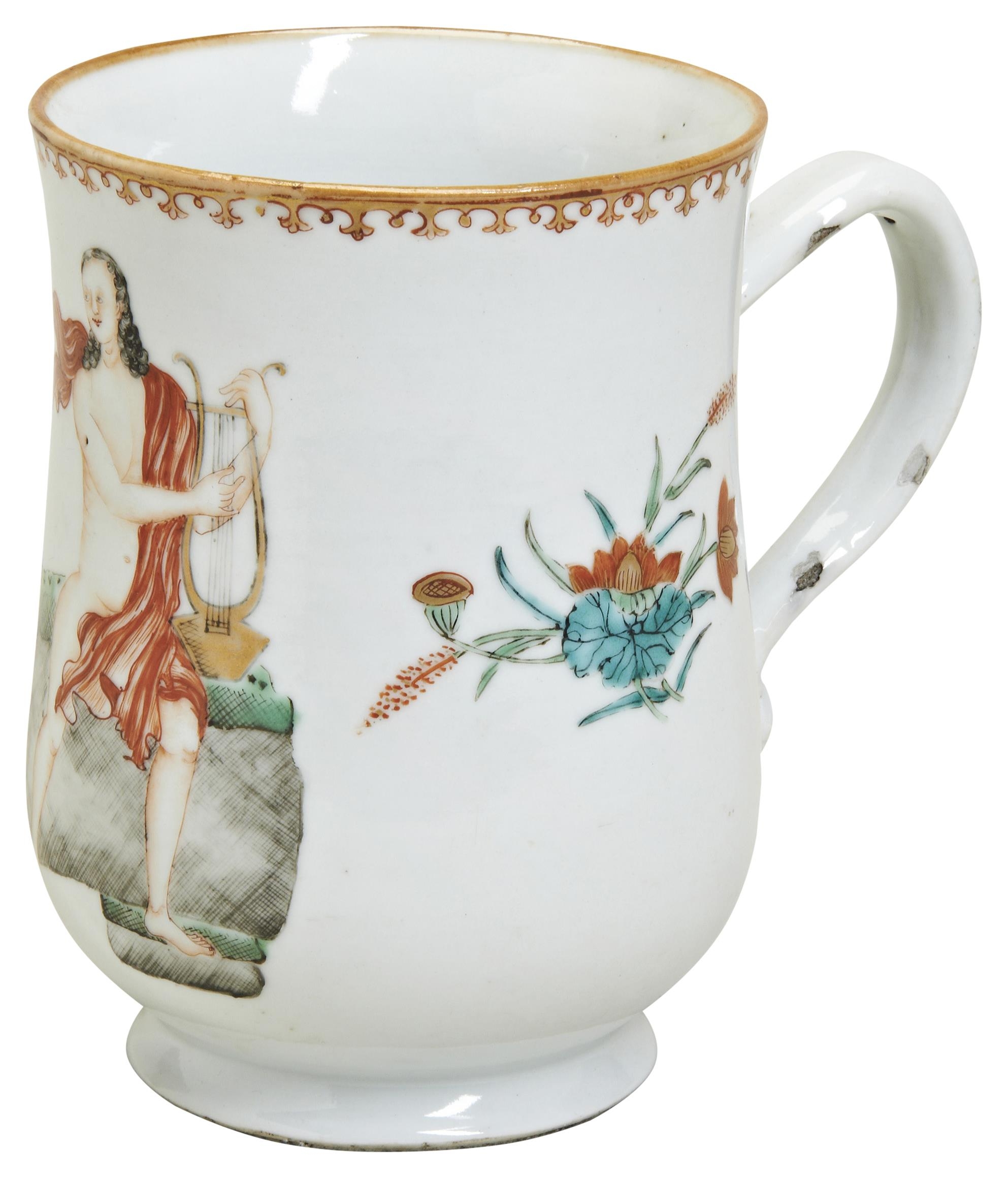 A CHINESE EXPORT 'EUROPEAN-SUBJECT' TANKARD QIANLONG PERIOD (1736-1795) 14cm high PROVENANCE: From
