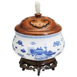 A BLUE AND WHITE 'HUNDRED-ANTIQUES' CENSER KANGXI PERIOD (1662-1722) 清康熙 博古纹香炉 the sides painted