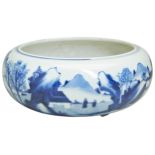 A BLUE AND WHITE 'LANDSCAPES' CENSER QING DYNASTY, 19TH CENTURY  painted with landscape scene with