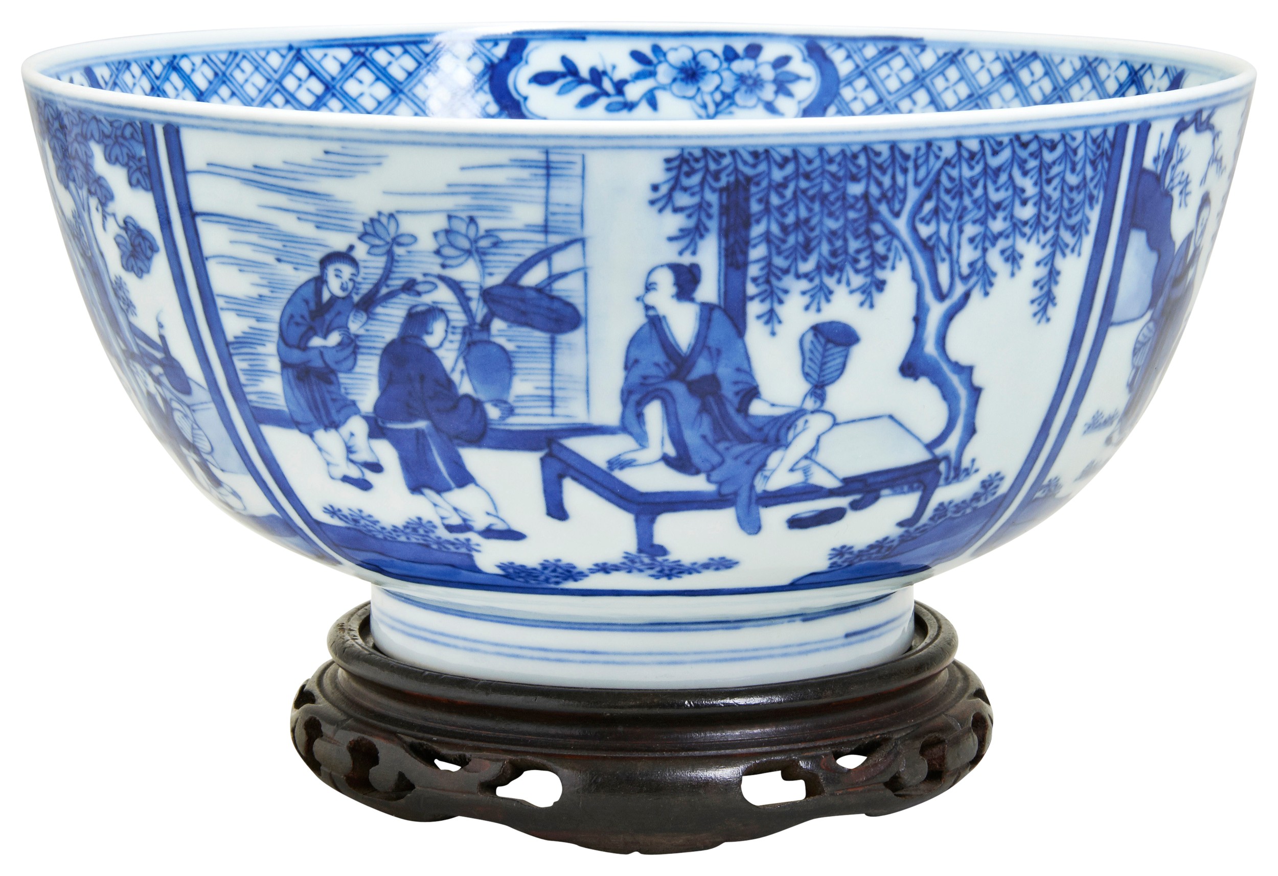 A BLUE AND WHITE BOWL QING DYNASTY, 19TH CENTURY  painted in underglaze cobalt blue to the