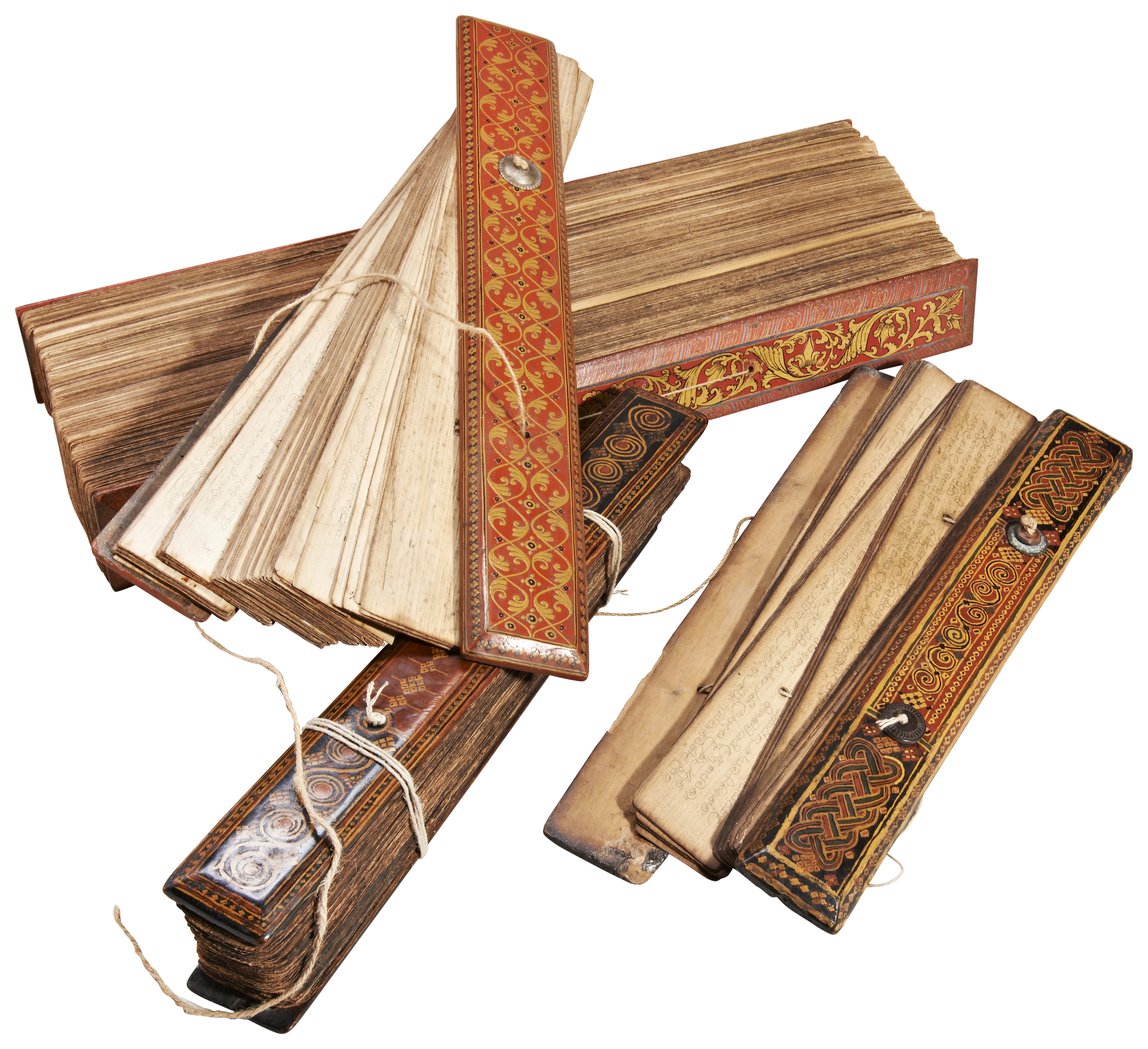 FOUR PALM-LEAF MANUSCRIPTS WITH LACQUERED BOOK COVERS  CEYLON, 18TH / 19TH CENTURY the Sinhalese