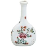 A FAMILLE ROSE BOTTLE VASE QIANLONG PERIOD (1736-95)  decorated with flowers and butterflies.  15.