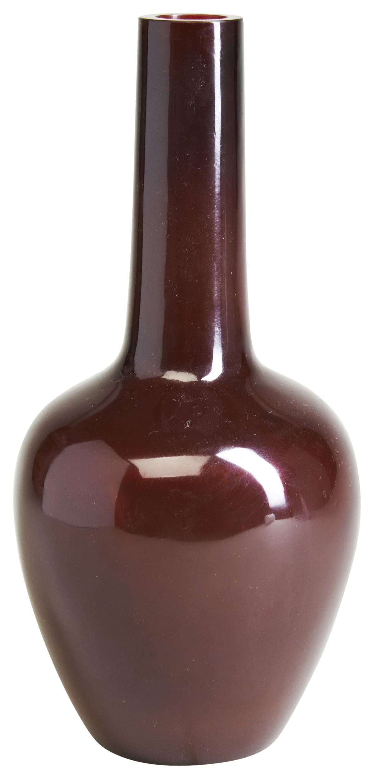 A FINE TRANSLUCENT RUBY-RED GLASS BOTTLE VASE QIANLONG WHEEL CUT FOUR CHARACTER MARK AND OF THE