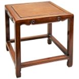 A SMALL HARDWOOD SMALL TABLE LATE QING DYNASTY small square hardwood table probably made of huali