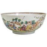 A RARE CHINESE FAMILLE ROSE 'EROTIC SUBJECT' BOWL QIANLONG PERIOD (1736-1795) the exterior painted