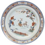 A LARGE CHINESE EXPORT IMARI CHARGE  QIANLONG PERIOD (1736-1795) decorated with a deer pulling a