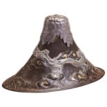A JAPANESE BRONZE INCESE BUNNER MEIJI PERIOD (1868-1912) a mountain formed incense burner also