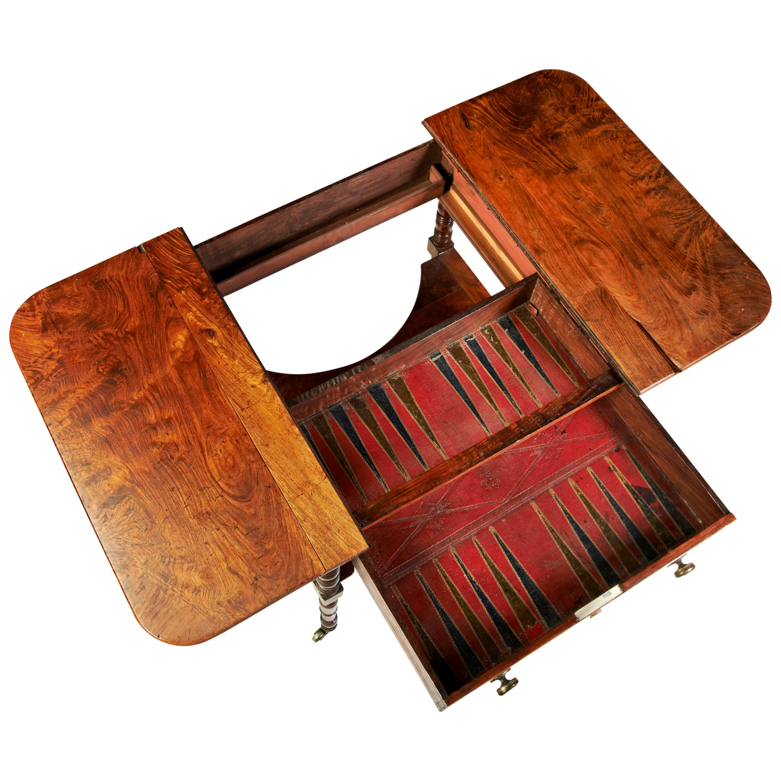 A RARE ANGLO CHINESE HARDWOOD AND PARQUETRY GAMES TABLE CIRCA 1820-1830 raised on slender turned - Image 8 of 8