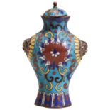 A CHINESE CLOISONNE SNUFF BOTTLE  19TH/20TH CENTURY  a vase shaped cloisonné snuff bottle with two