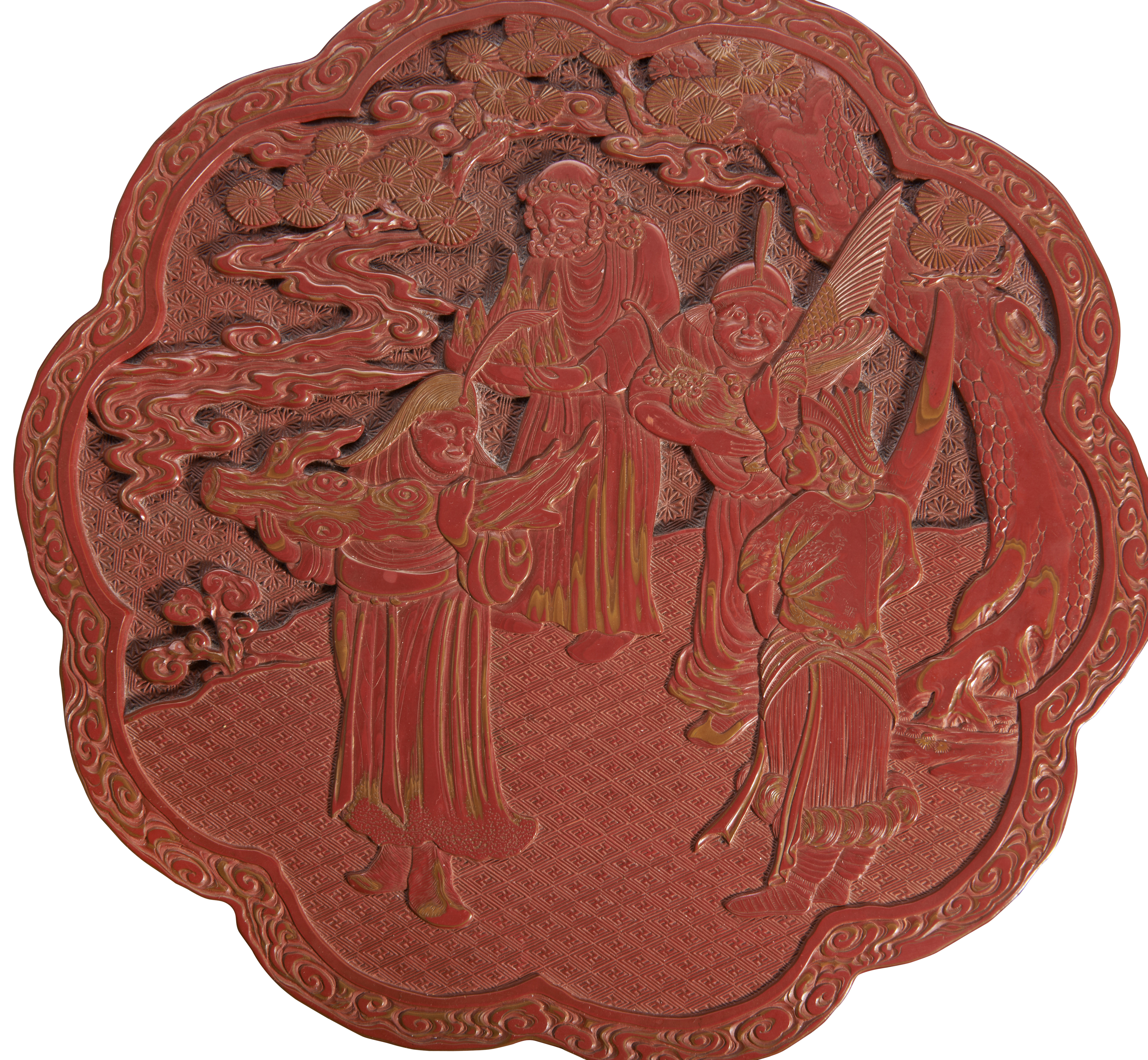 A FINE CINNABAR LACQUER DISH QIANLONG PERIOD (1736-1795) 清 剔红方形漆盘 red square carved - Image 4 of 6