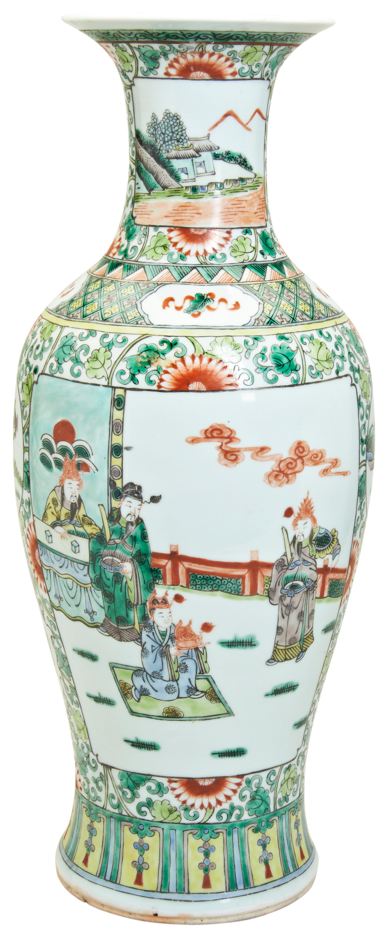 A LARGE FAMILLE VERTE BALUSTER VASE 19TH / 20TH CENTURY in the Kangxi style 59cm high - Image 2 of 2