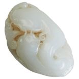 A JADE CATFISH PENDANT  19TH/20TH CENTURY  a white nephrite jade finely carved in the form of two