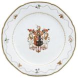 CHINESE EXPORT ARMORIAL PORCELAIN DISH QING DYNASTY,18TH CENTURY 清十八世纪 纹章瓷纹盘 bearing the arms of