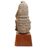 INDIAN STONE HEAD OF VISHNU 9TH/10TH CENTURY OR LATER  red sandstone carved of head of Vishnu