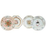 A GROUP OF FOUR CHINESE EXPORT ARMORIAL DISHES QIANLONG PERIOD (1736-1795) one bearing the arms of