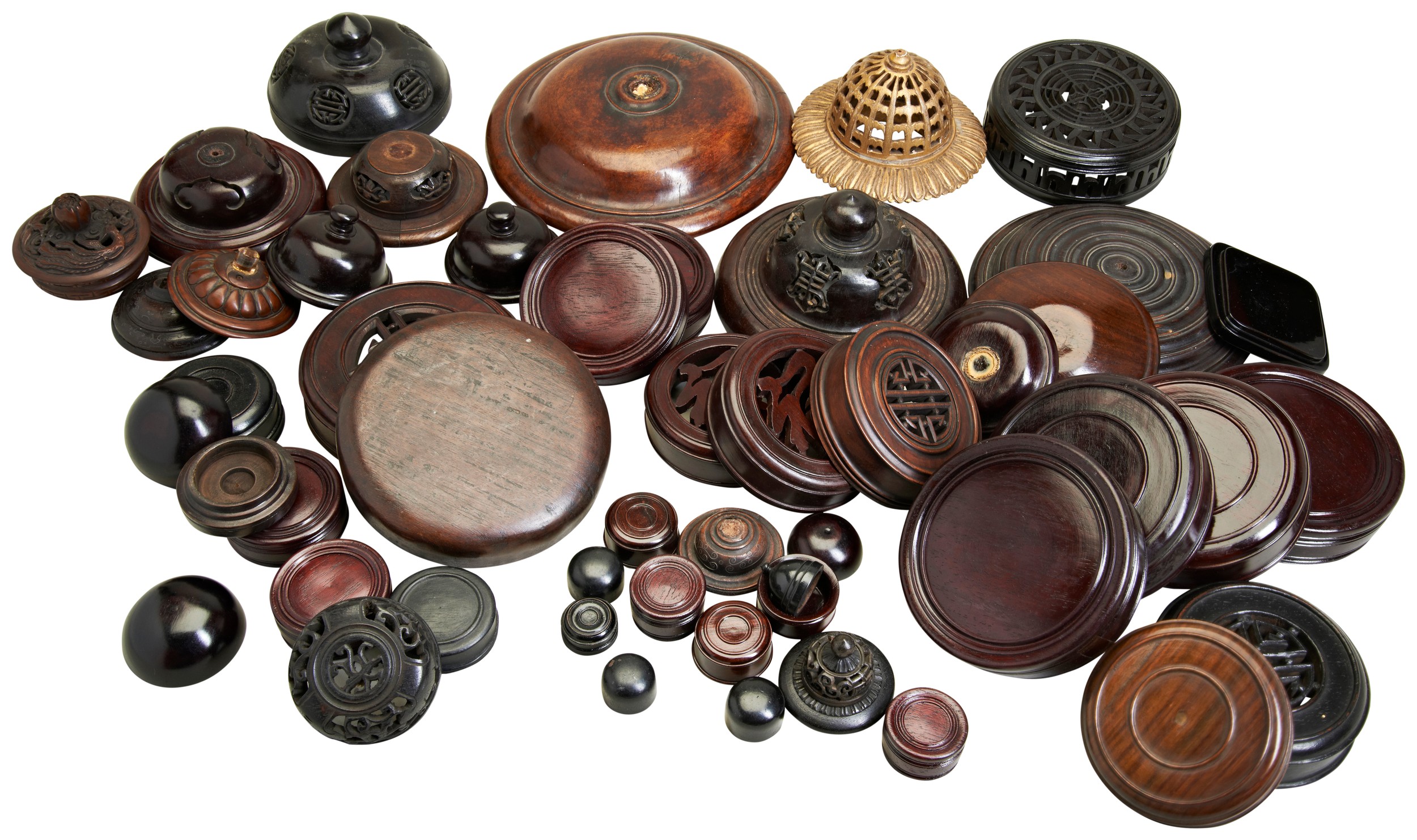 AN ASSORTED GROUP OF FIFTY CHINESE HARDWOOD COVERS QING DYNASTY AND LATER