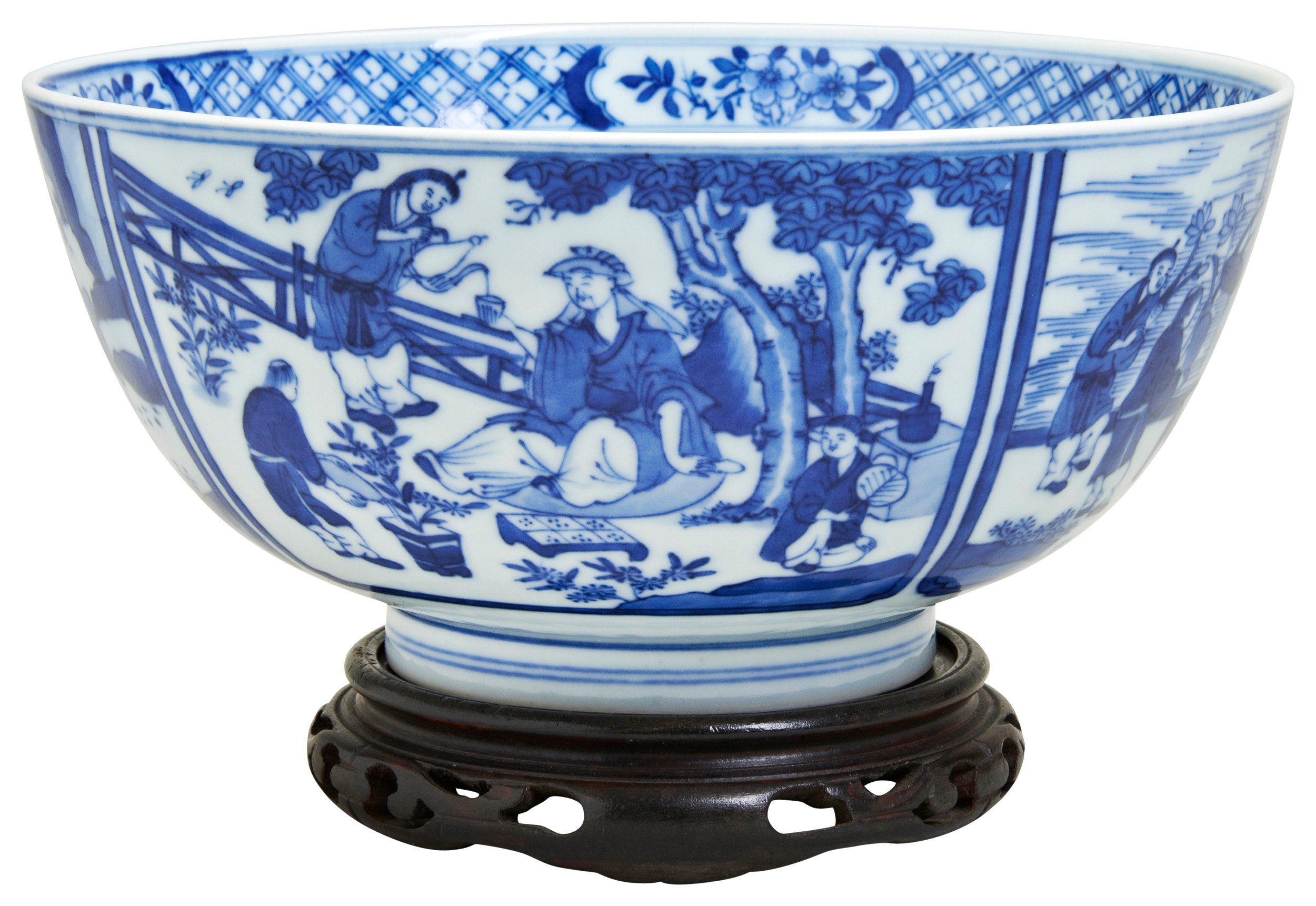 A BLUE AND WHITE BOWL QING DYNASTY, 19TH CENTURY  painted in underglaze cobalt blue to the - Bild 2 aus 3