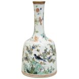 A RARE FAMILLE VERTE 'MALLET' VASE KANGXI PERIOD (1662-1722) the shaped sides painted with two